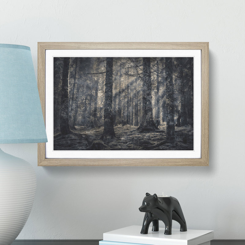 Pine Tree Forest - Picture Frame Graphic Art Print, 45cm H x 63cm W x 2cm D, Oak
