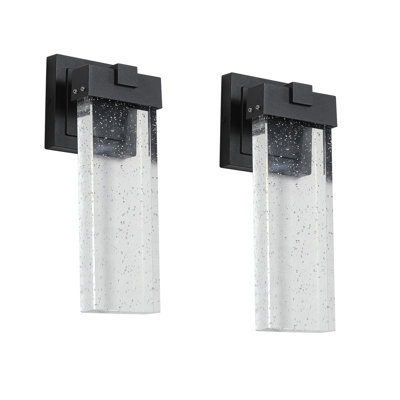 Outdoor Waterproof Transparent LED Crystal Wall Lamp Supports Multiple Types of Light Bulbs -12W Per Lamp (2 pack)