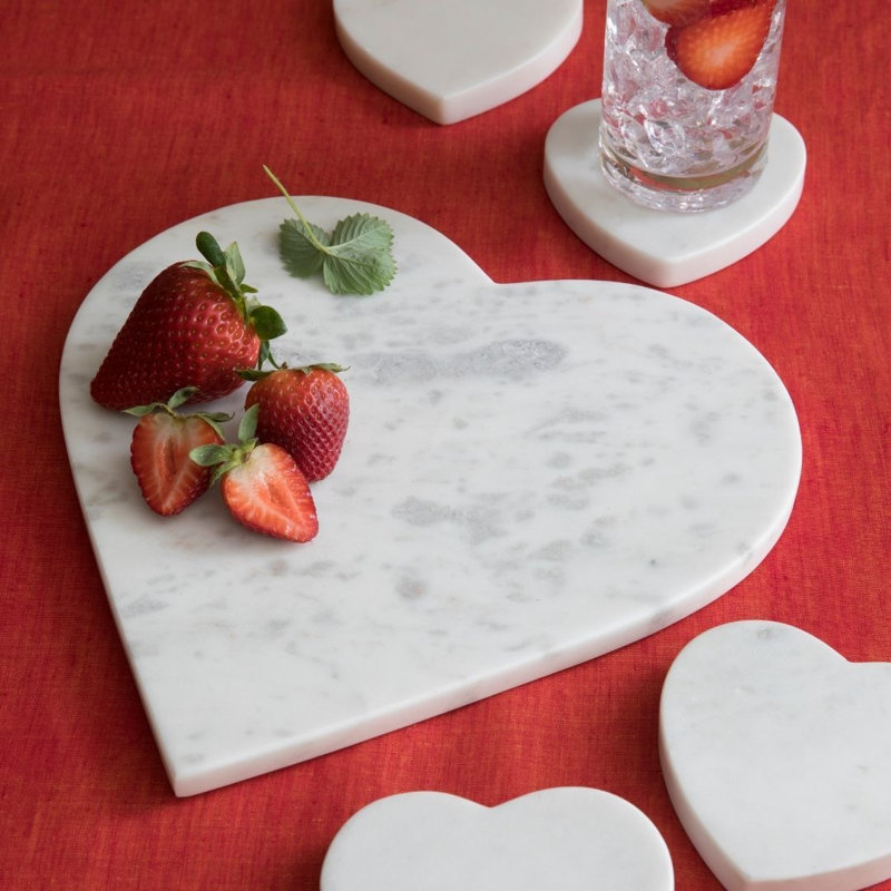 Sous-verres en marbre blanc, ensemble de 4