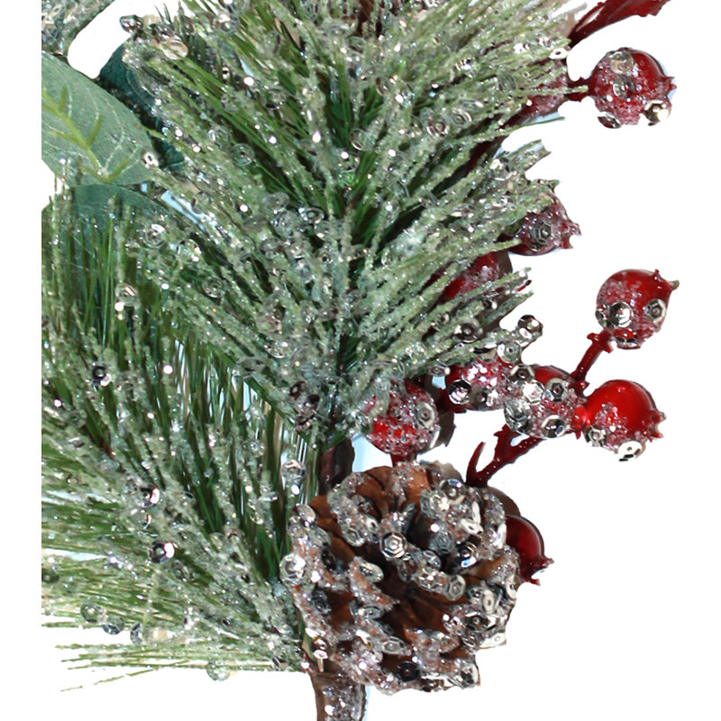 14" Icy Pine Berry Cone Pick