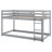 Twin Over Twin Floor Bunk Bed With Ladder , Gray-1608017165