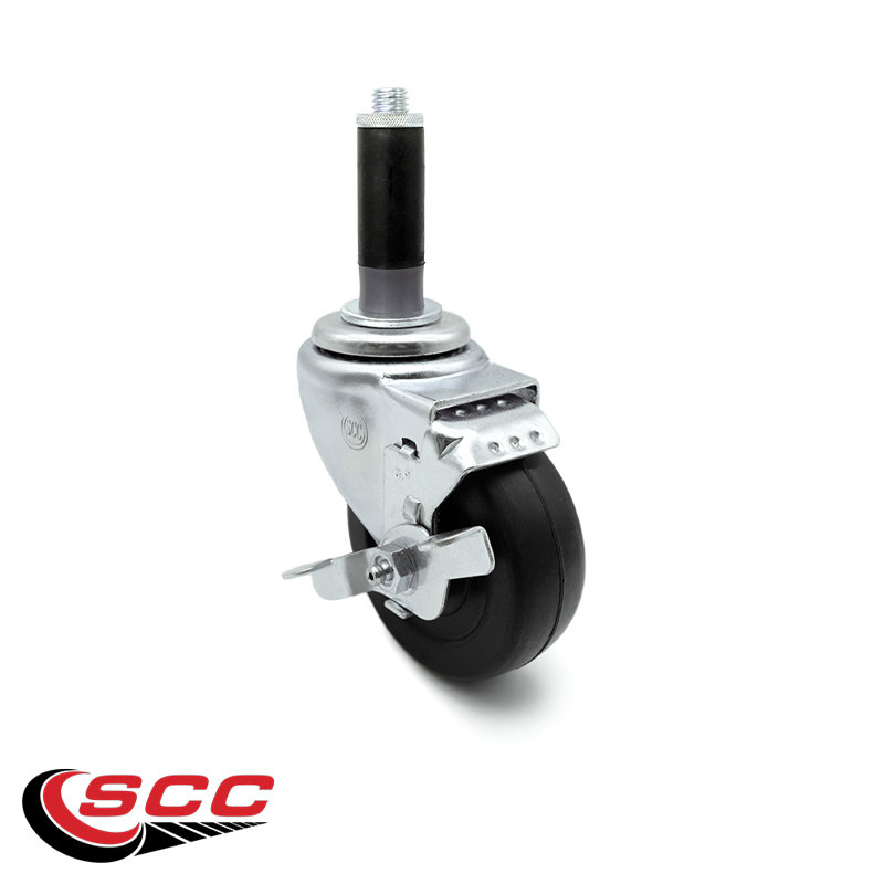 Hard Rubber Swivel Expanding Stem Caster Set Brake