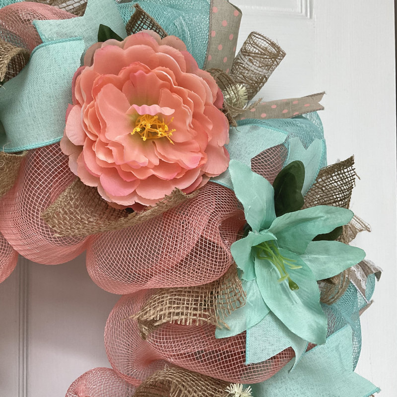 Couronne florale printanière menthe et melon