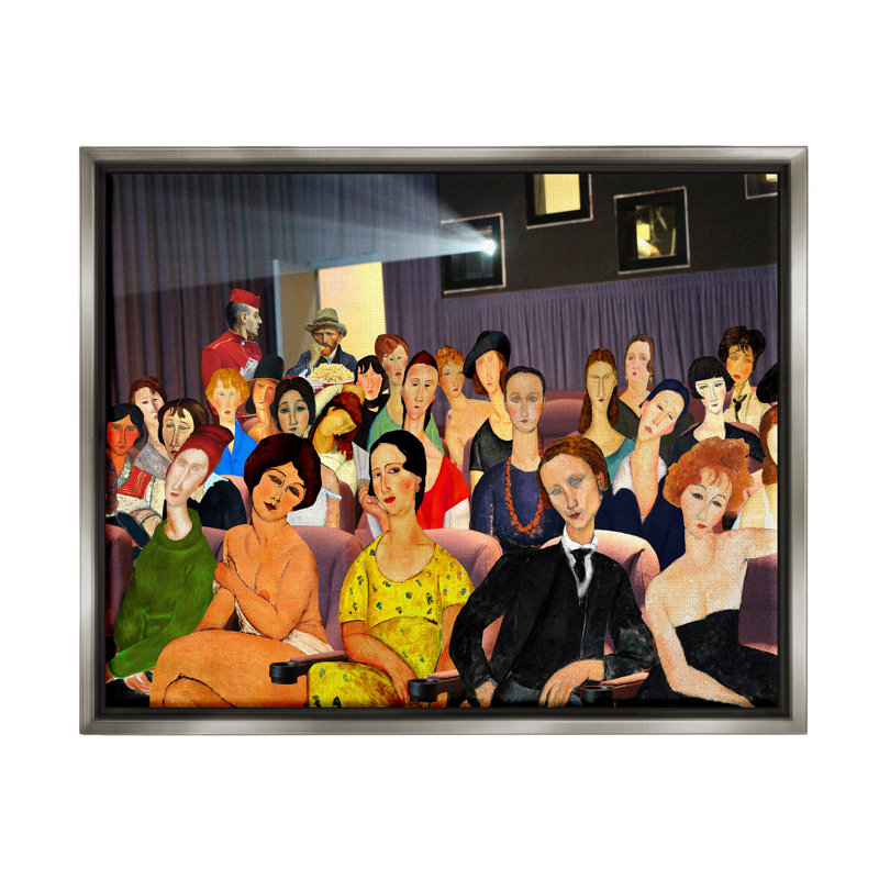 Collage de théâtre rétro par Barry Kite, Cadre flottant gris lustré, H 25 po x l 31 po x P 1,7 po