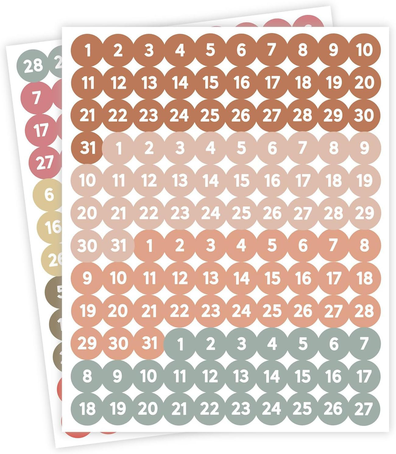 Dakota Fields Rainbow Colorful Number Stickers 1 To 31 Round Planner ...