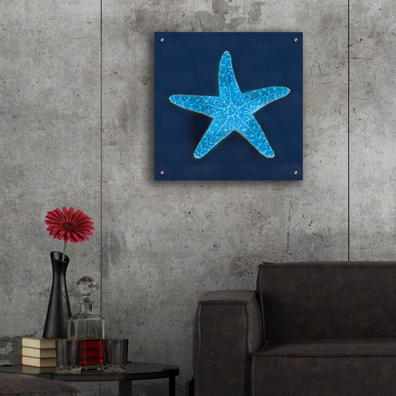 Art mural en verre cyanorphe de 3 pi par Sue Schlabach, H 24 po x l 24 po x P 0,2 po