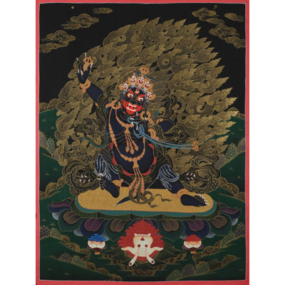Tibetan Black Vajrapani Thangka (Brocadeless Thangka)