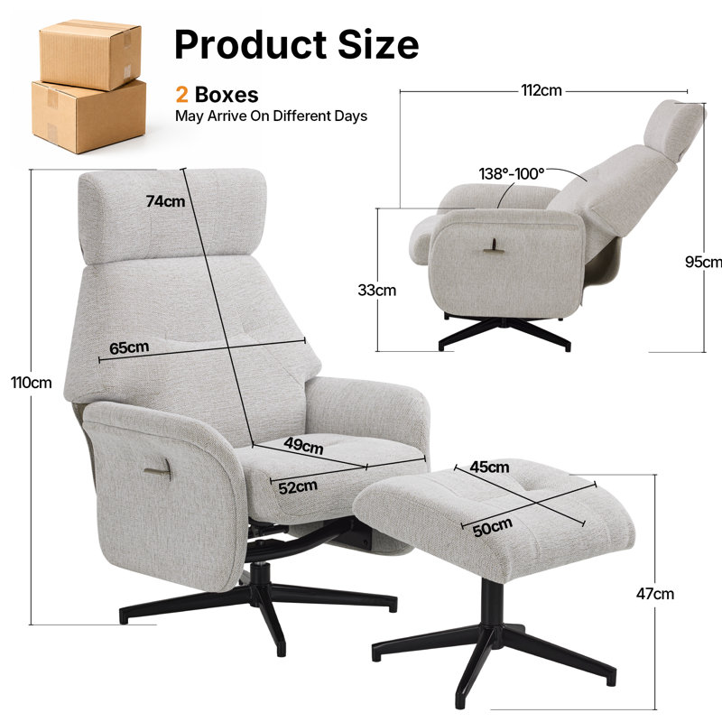 52 cm Wide Fabric Swivel Recliner