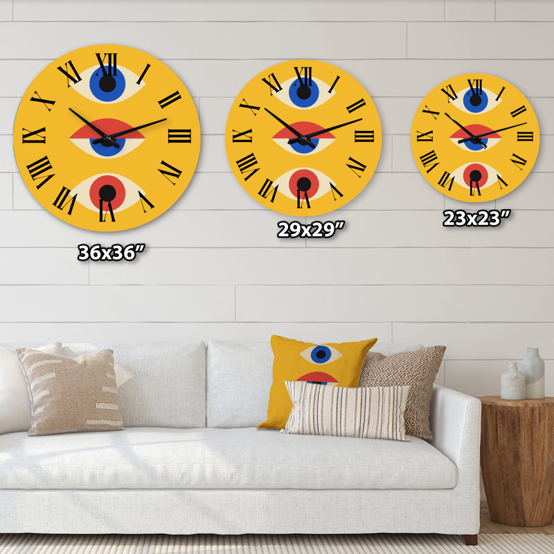 Minimal Geometric Design 1920 With Eyes - Horloge murale moderne, Grand