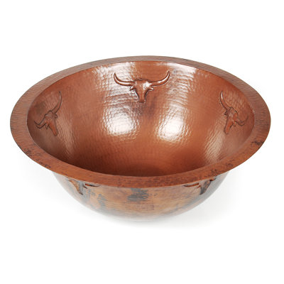 D'Vontz Copper Bathroom Sinks 17'' Metal Circular Bathroom Sink