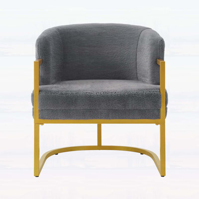 Fauteuil confortable avec structure en métal doré pour le salon, la chambre à coucher ou le bureau