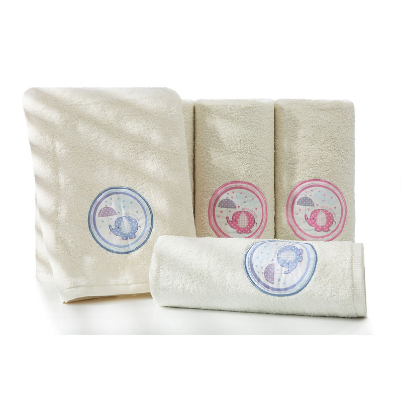 Illughi Midweight Jacquard Hand Towel, Cream/Pink