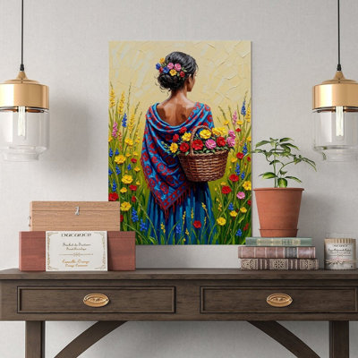 Canvas Wall Art African Woman Floral Art Print, Cultural Female Wall Decor-1 Vintage Poster Print Home Decor