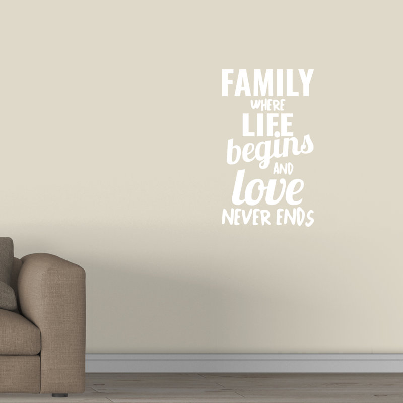 Décalcomanie murale family where life begins, Blanc