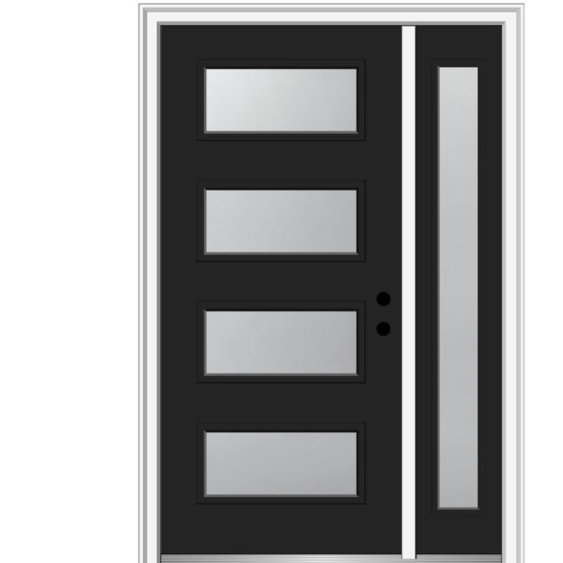 Porte extérieure peinte 4-Lite avec une porte latérale
