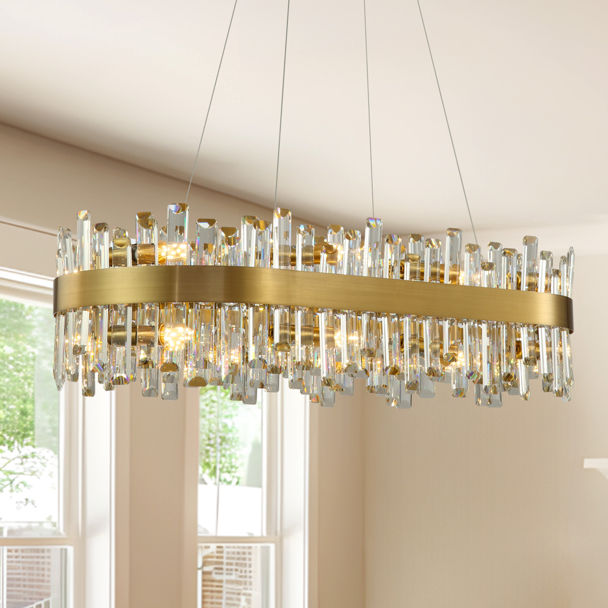 SILJOY 16 - Light Modern Gold Crystal Chandeliers Dimmable Round ...