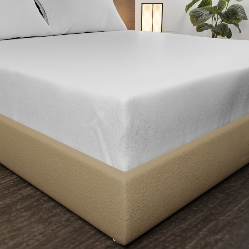 Henil Percale Machine Woven Fitted Sheet, White, King