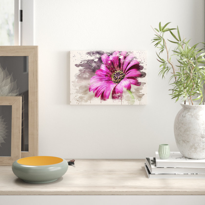 Flower Purple Daisy (1) Painting on Canvas - Wrapped Canvas, 50cm H x 76cm W