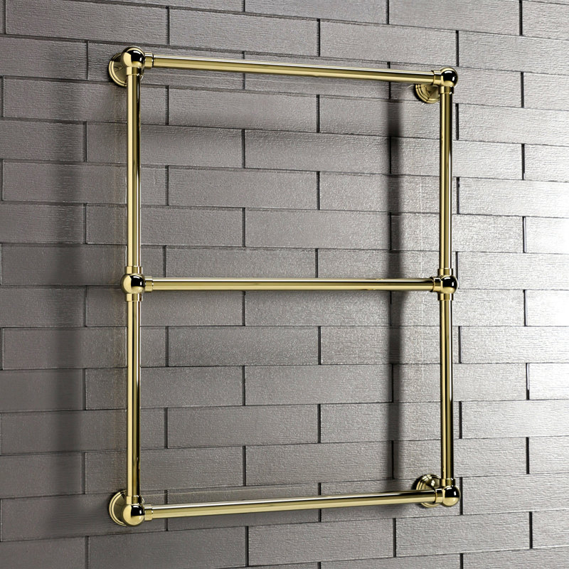 Kingston Brass Maximilien 24-Inch Wall Mount 3-Bar Towel Rack, Polished Brass