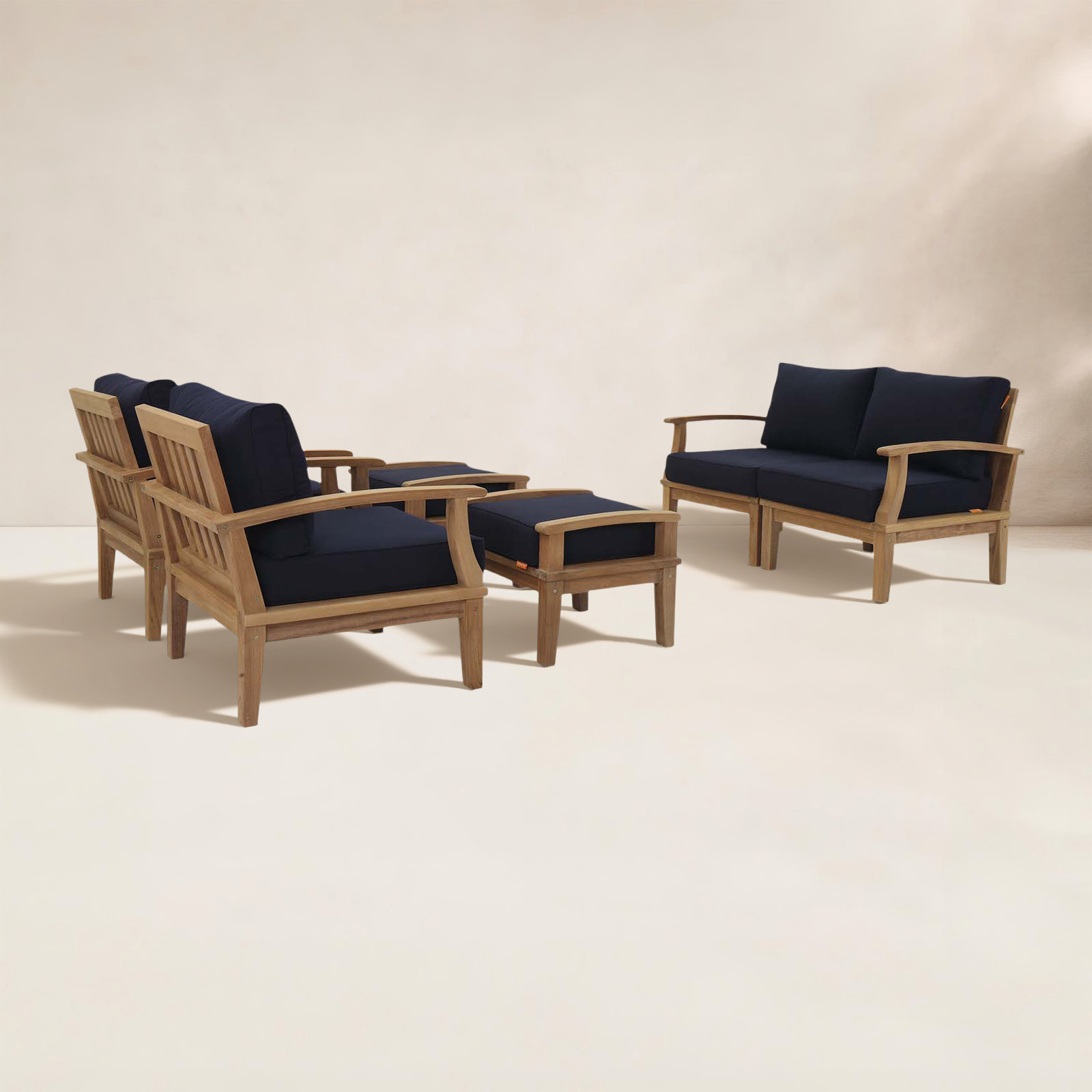 Marina 4-Person Teak Patio Seating Group, Navy