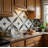 6" x 6" Vintage Black & White Floral Starburst Geometric Vinyl Peel and Stick Mosaic Tile