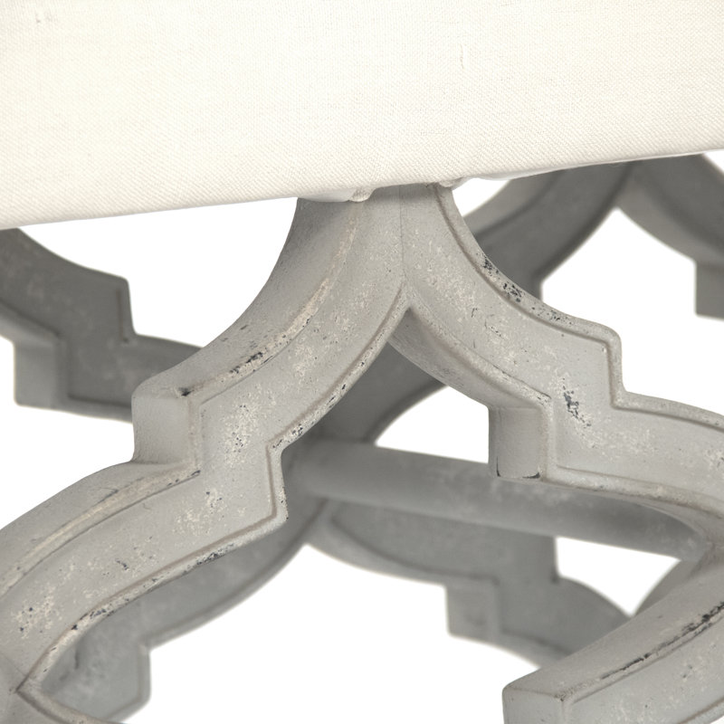 Banc recouverts de tissu d'ameublement, Gris clair /Crème