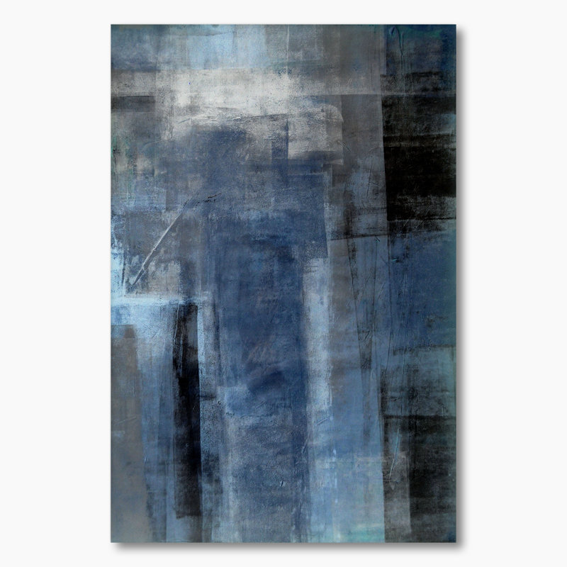 «Blue Meets Gray Abstract Art II», reproduction sur toile tendue