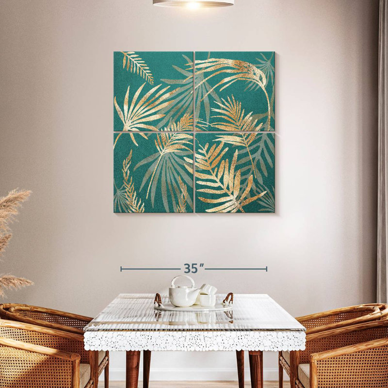 Harnek Glam Leaves Teal V