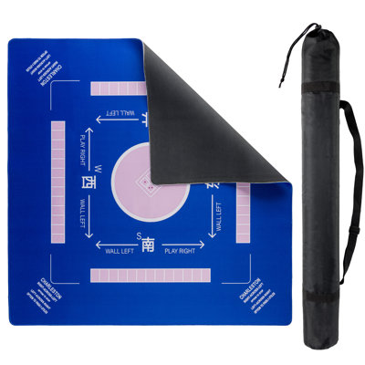 Mahjong Mat for Table - 31.9” x 31.9” American Mahjong Mat with Rules and Carrying Bag - Non-Slip, Noise-Reducing Table Cover for Mah Jongg, Poker, Board Games, and Dominoes (Blue)