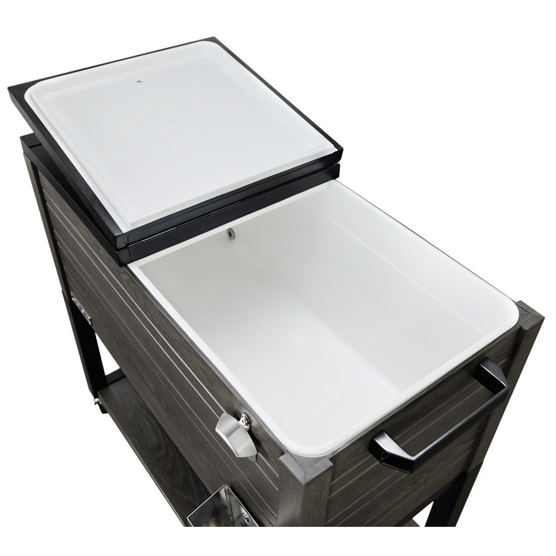 Permasteel - Glacière à roulettes 80QT à grain de bois avec cloison - Gris, Gris, Avec cloison
