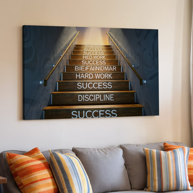 La toile crée une image d’un escalier qui monte dans un art mural lumineux, H 30 po x l 40 po
