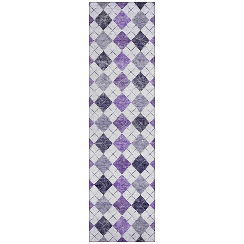 Machine Washable Indoor/Outdoor Gursevak ACN2237 Geometric Rug, Runner 2'3" x 7'6"
