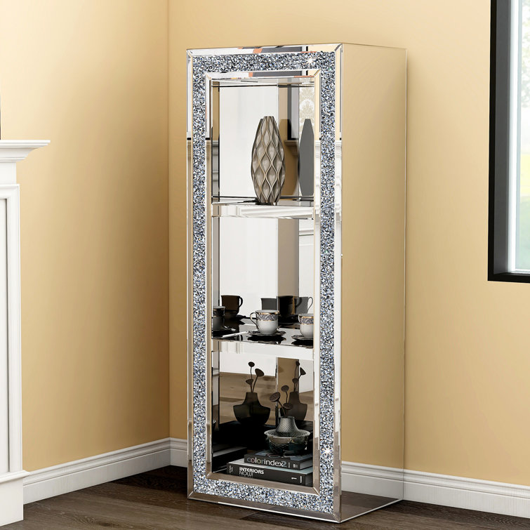 Amla Display Stand Mirrored Finished with Crushed Crystals Inlay
