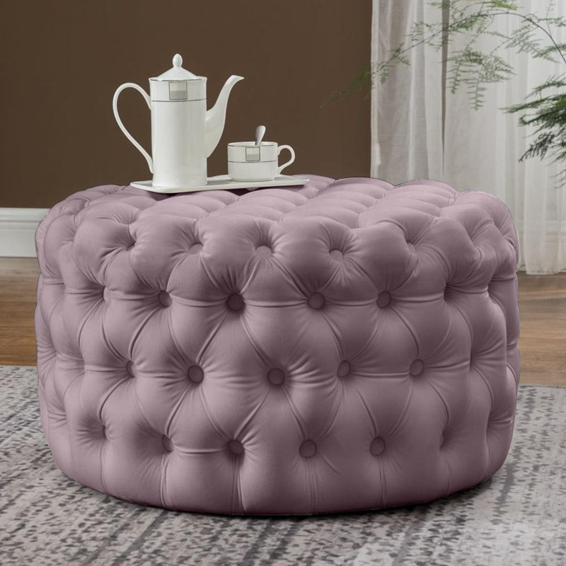 Crookston 75cm Wide Tufted Round Ottoman, Pink