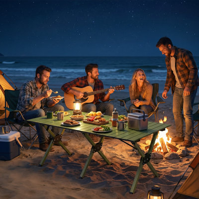 Outsunny Folding Camping Table Roll Up Top Portable