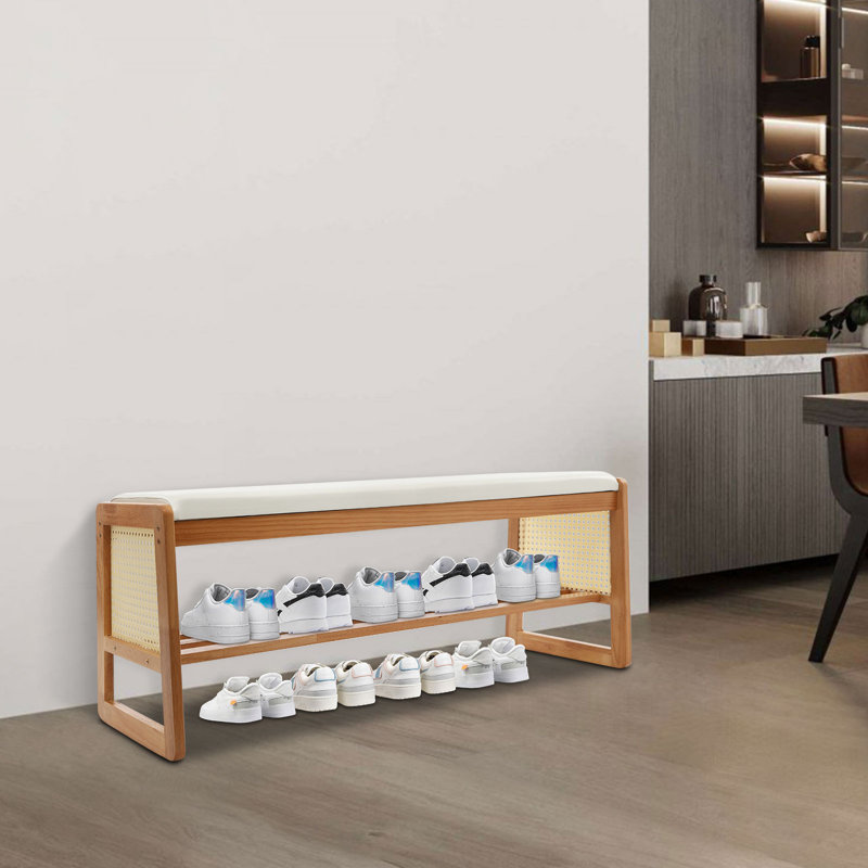 Banc de rangement pour chaussures 4 paires, Blanc