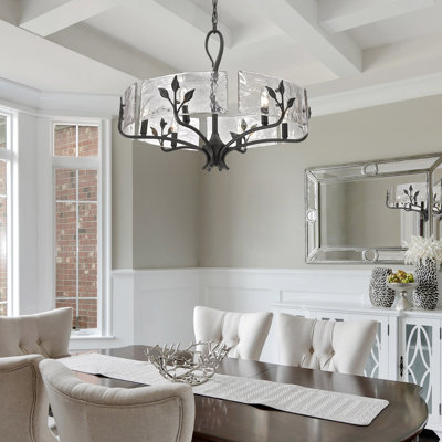 Tiah 6 - Light Steel Dimmable Drum Chandelier