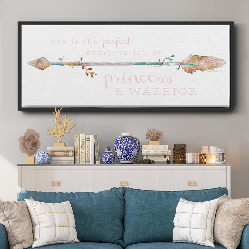 Princess & Warrior- Framed Canvas, 20" H x 50" W