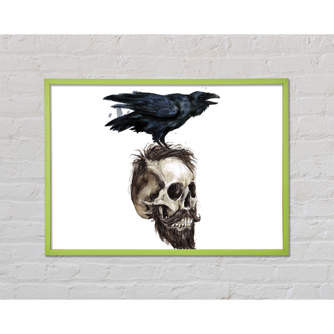 Pilot Crow On The Head Of A Skull - Einzelne Bilderrahmen Kunstdrucke