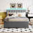 Upholstered Platform Bed with Trundle, Lighted Headboard and USB port-407814405-407814400
