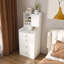 Coiffeuse 3 en 1 avec miroir à DEL et tabouret de rangement - coiffeuse de maquillage compacte avec 4 tiroirs, armoire de rangement et tabouret caché, panneau de densité blanc, bibliothèque ouverte pour l'organisation de la chambre à coucher