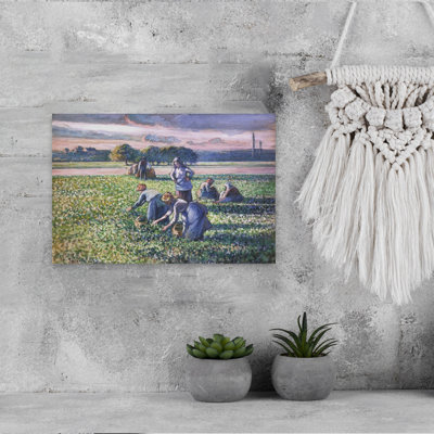 Picking Peas Classic Abstract Landscape Spring Wall Art Print by Camille Pissarro - 1 Piece Wrapped Canvas Wall Art