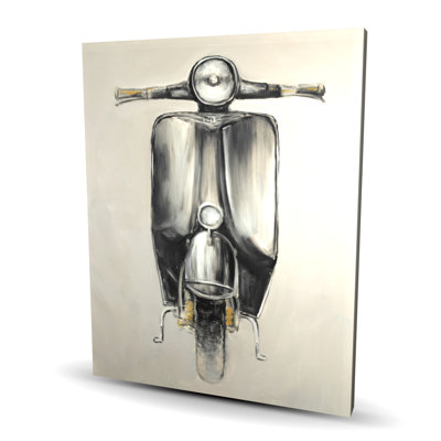 Small Black Moped - Motorcycle Transportation Canvas Art Decor