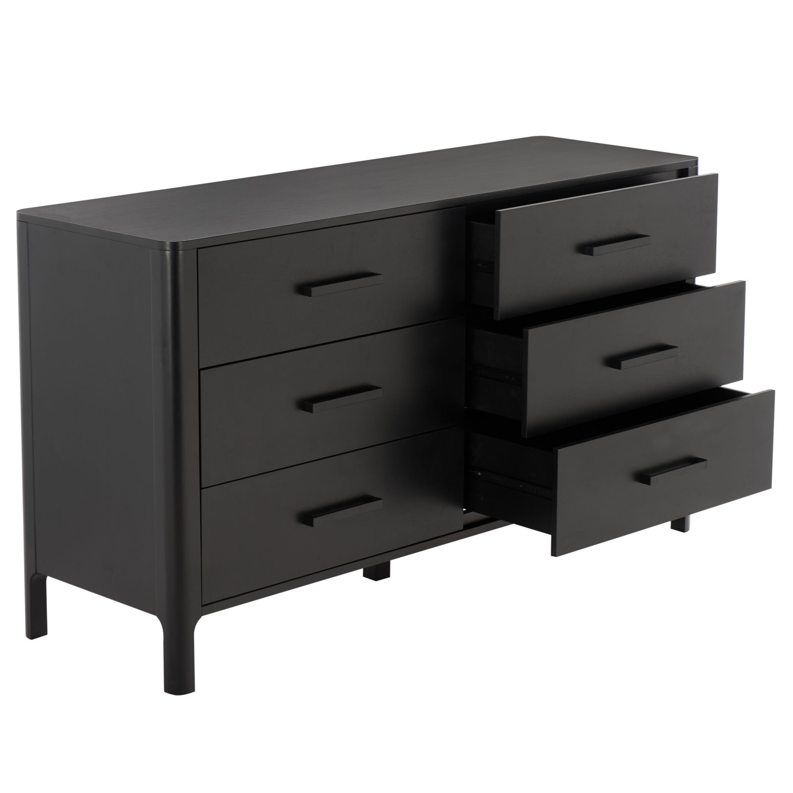 65" 6-Drawer Double Dresser, Black