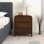 Table de chevet Mid-Century en bois massif avec trois tiroirs