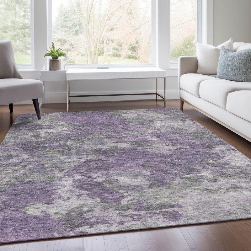 Machine Washable Indoor/Outdoor Xhevrie Purple Rug, Rectangle 8' x 10'