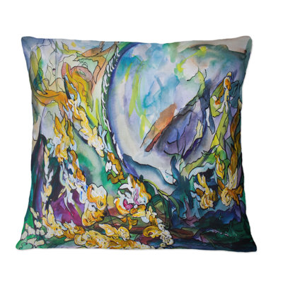 Coussin décoratif abstrait imprimé abstrait bleu et vert Abstracti