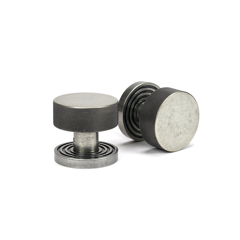 Brompton Interior Mortise Knobset, Pewter Patina