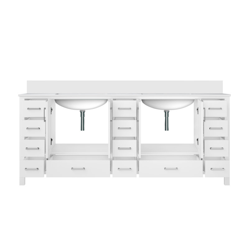 Meuble-lavabo simple Big Sur, Blanc, 60", Marbre de Carrare blanc