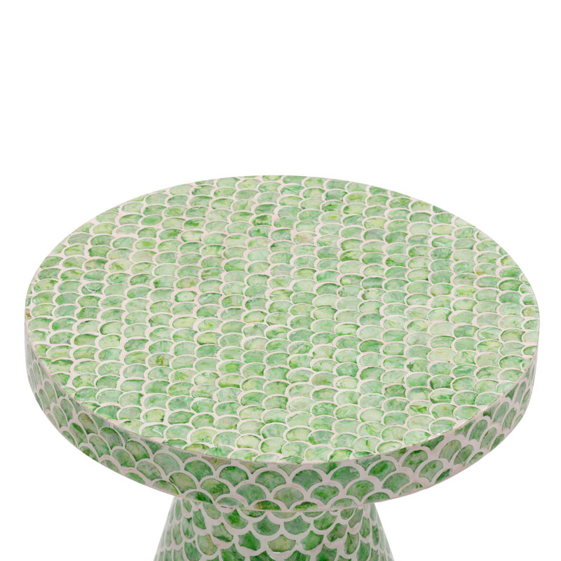 Table de bout en mosaïque Shell, Écailles vertes